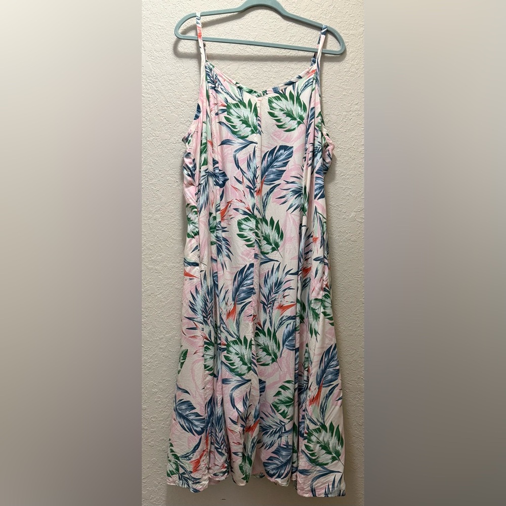 EXCELLENT CONDITION, Midi Challis Sleeveless Trapeze Dress w/ pockets